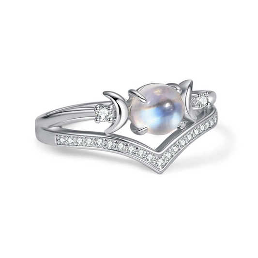 Triple Moon Moonstone Ring