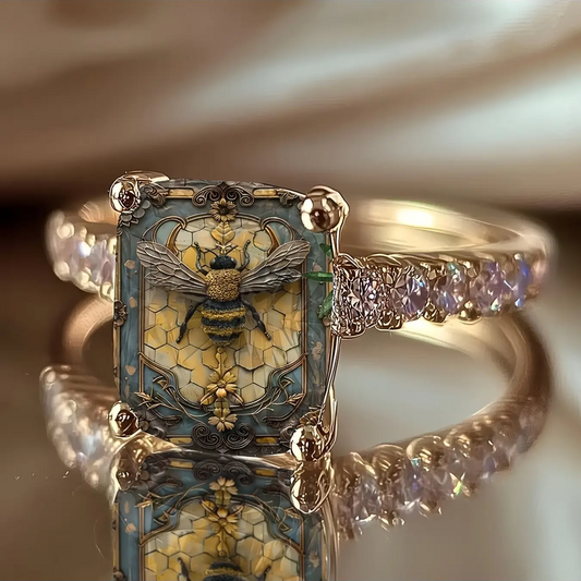 Honeycomb Bee Square Ring