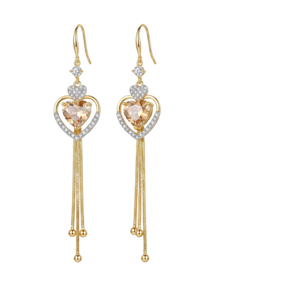 Stacked Heart Tassel Earring