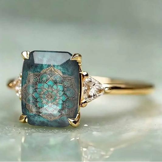 Square Mandala Statement Ring