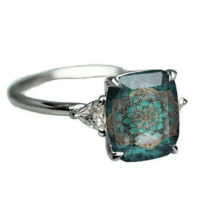 Square Mandala Statement Ring