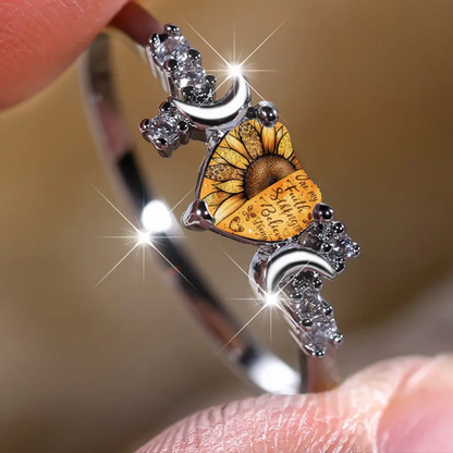Inspirational Sunflower Heart Ring