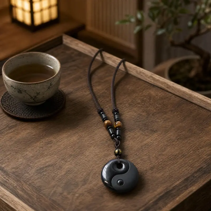 Obsidian Yin Yang Necklace