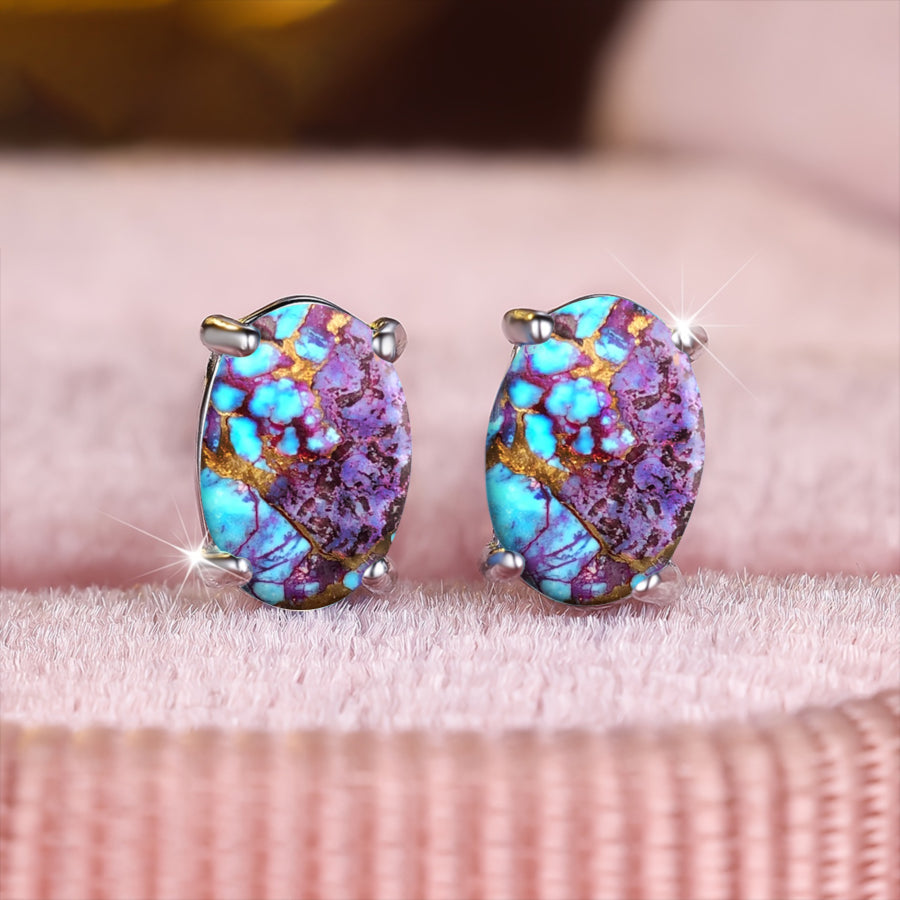 Abstract Turquoise Oval Earrings