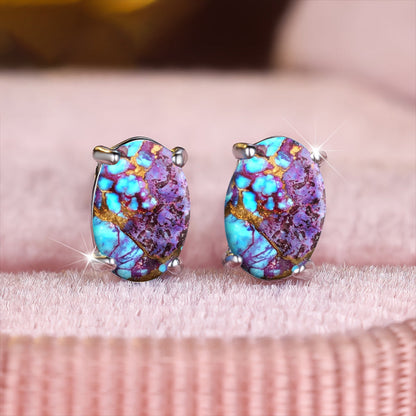 Abstract Turquoise Oval Earrings