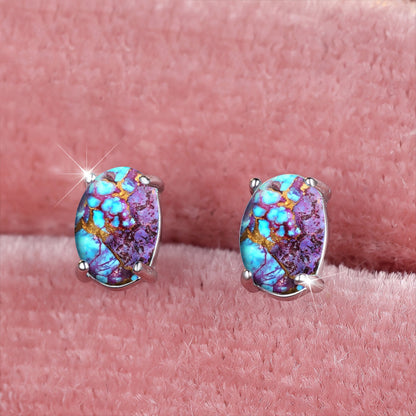 Abstract Turquoise Oval Earrings