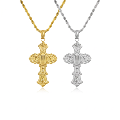 Vintage Cross Initial Necklace