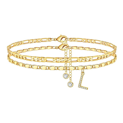 Figaro Initial Letter Anklet Set