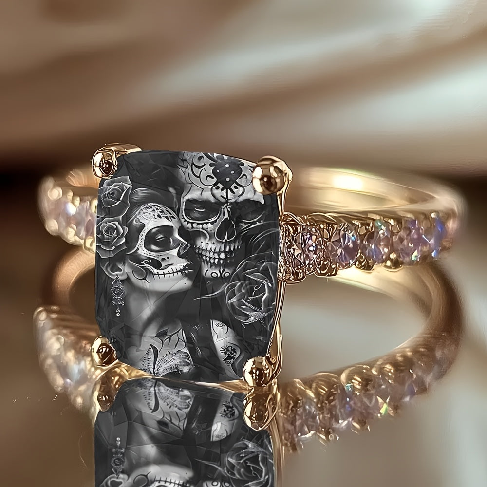 Rose & Skull Square Ring
