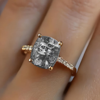 Rose & Skull Square Ring