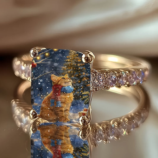 Christmas Cat Square Ring